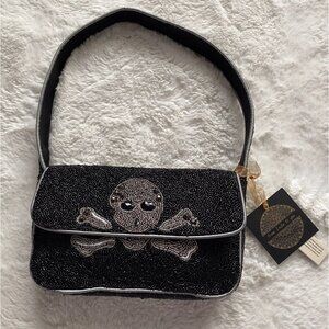 Handcrafted In India Halloween Pirate Skull Crossbones Shoulder Beaded Bag Viral